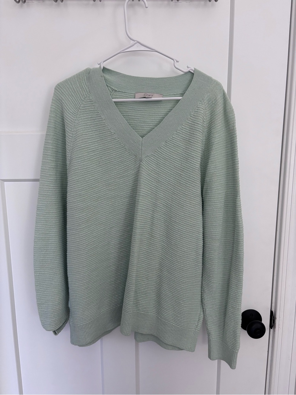 Loft Green V-Neck Knit Sweater